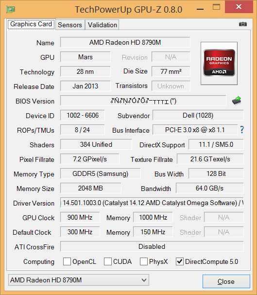 Latitude E6540 GPU-Z AMD Radeon HD 8790M